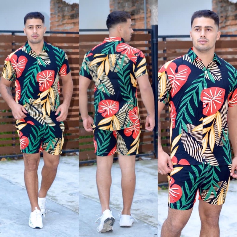 Conjunto Praia Branco 2 Peças Camisa e Short Masculino Tecido Tactel com  Elastano Verão Carnaval