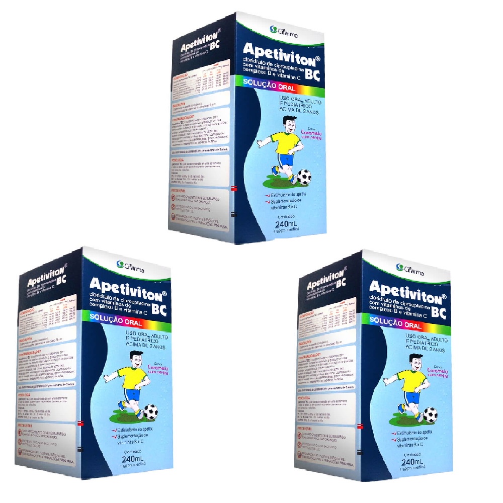 KIT 3 APETIVITON BC ESTIMULANTE DE APETITE INFANTIL E ADULTO 240 ML ...