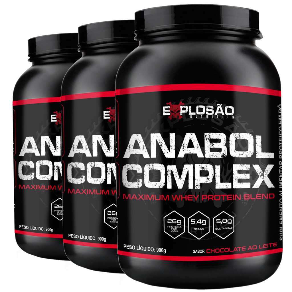 Kit 3x Whey Blend Protein Anabol Complex 2,7kg Explosão Nutrition