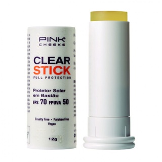 Protetor Solar Facial Transparente Clear Stick FPS 70 Pink Cheeks 12g