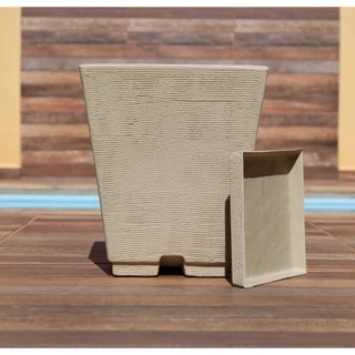 Vaso de Planta Com Prato em Polietileno Quadrado Escovado pp 29x25