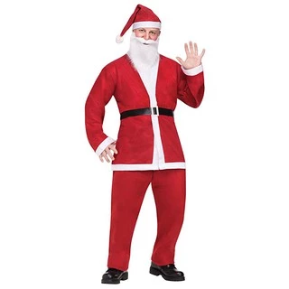 ❤ Estoque Pronto Fantasia De Natal Barato Para Adultos Roupas De Papai Noel Com Cinto Barba Calça De Chapéu Conjunto Xmas Party Dressup