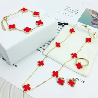 2021 Nova Moda Japonesa E Coreana Colar Feminino De Quatro Folhas De Trevo De Aço Inoxidável Light Lu Gold Neckl
