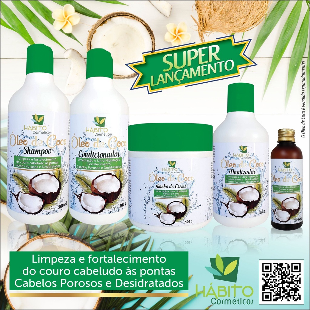 Comprar Kit Óleo de Coco Hábito Cosméticos﻿ Emoliente Capilar Atacado -  Bittes Cosmeticos