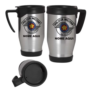 Caneca prata Personalizada polícia militar de São Paulo - com seu nome