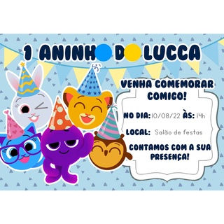 Convites Infantil Tema Bolofofos ( P/ Meninas e Meninos ) 10x7cm para  Aniversário + Envelope + Tag