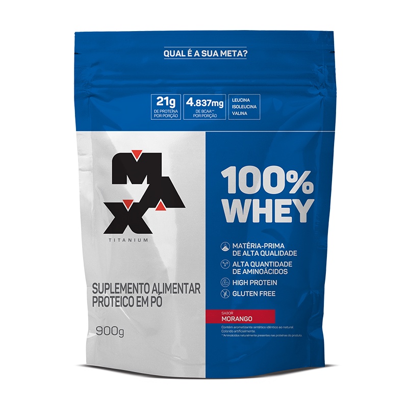 Whey 100% Max Titanium 900g Refil Promoção Imperdível