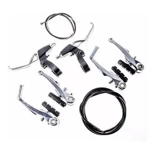 kit de freio v-brake completo em aluminio com manete + cabo e guia