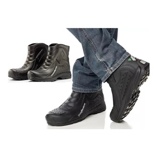 Bota Motociclismo Masculina de Couro Resistênte Bota Coturno Cano Alto Moto  Estrada Road Bota Preta - Preto