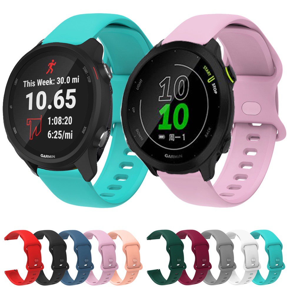 TopTen Cinturino Sportivo In Silicone 20mm Per Garmin Forerunner 158/55/245/645/Approach S40 - Nero, Regolabile