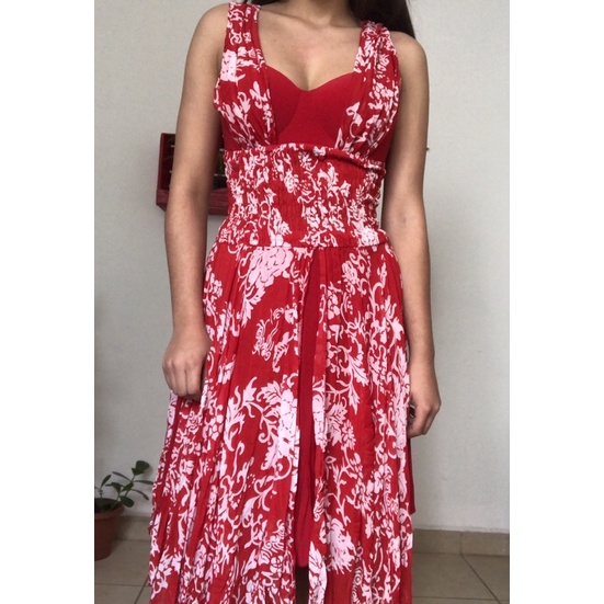 Vestido vermelho store com detalhe branco