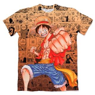 Camiseta Unissex Feminina One Piece Bandeira Pirata Mangá Monkey D