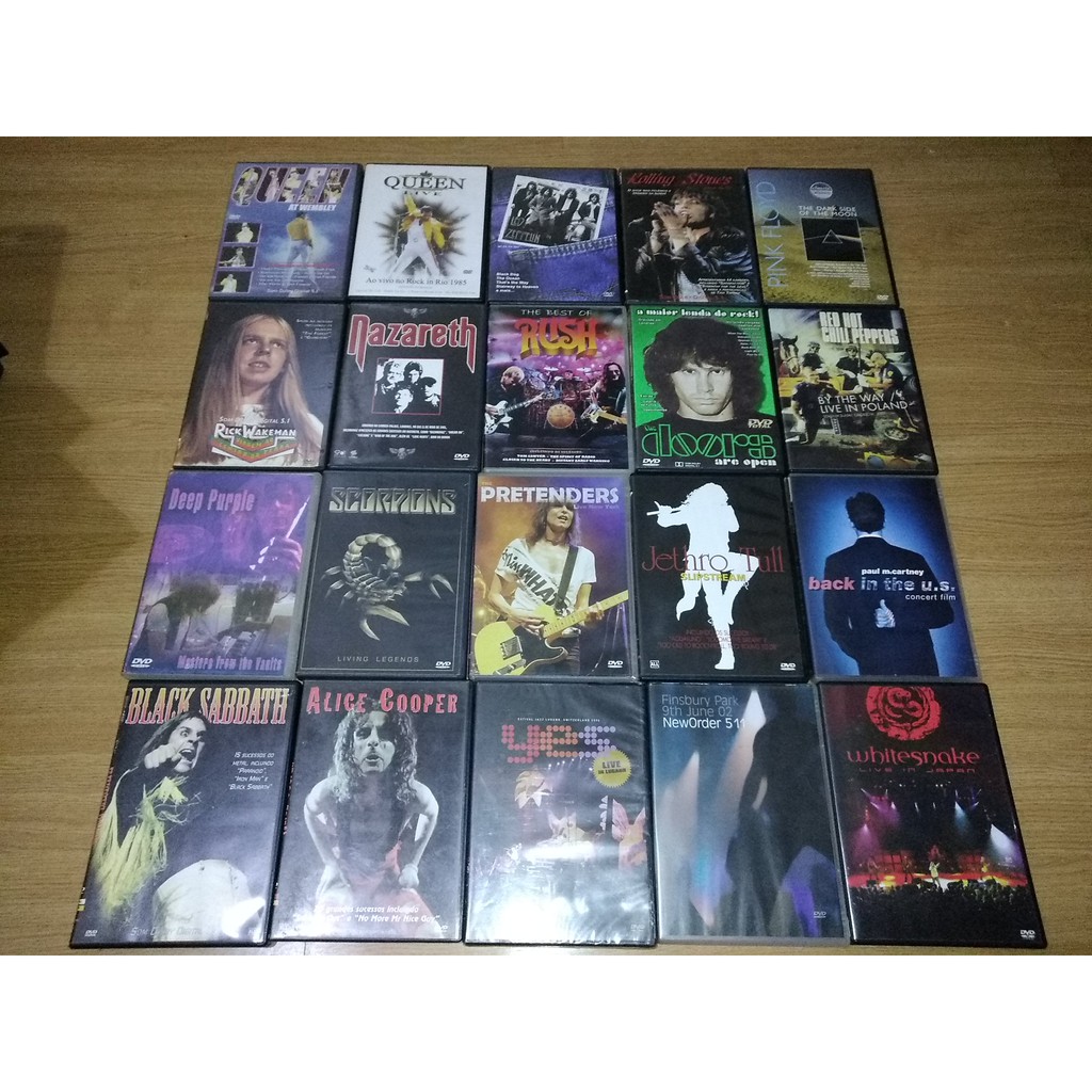 DVD de Rock Vários! Queen Whitesnake Yes The Doors Rush Nazareth Scorpions  Pretenders Dee Purple Jethro Tull Black Sabbath Led Zepellin Red Hot Chili  Peppers New Order