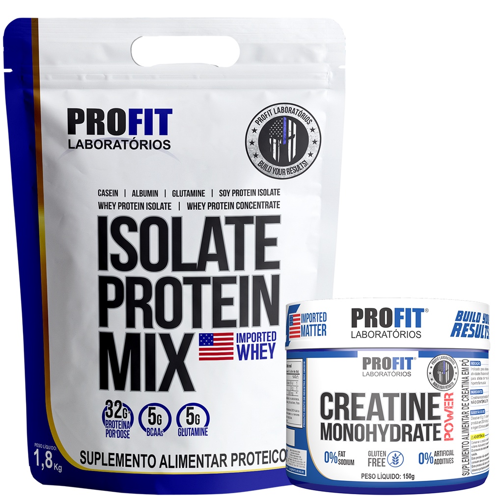 Kit Isolate Protein Mix Whey Protein 1.8kg + Creatina Monohidratada 150g – Profit Labs