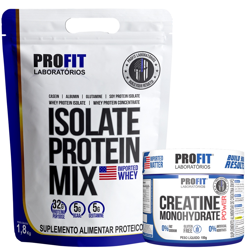 Kit Isolate Protein Mix Whey Protein 1.8kg + Creatina Monohidratada 150g - Profit Labs