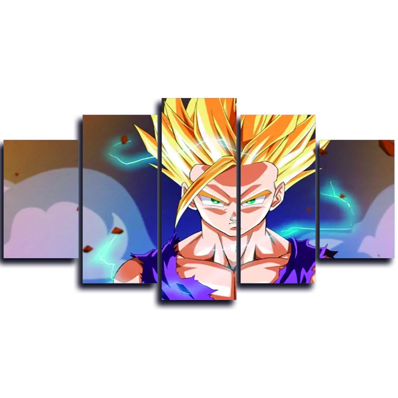 Quadro Decorativo 5 peças Mosaico quite kit Modular Vegeta Vedita Freeza  Broly Dragon Ball Super Z Kai Goku Bulma Majin Boo Bills Trunks Shen Long