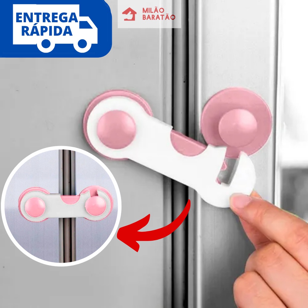 Kit com 2 Trava Gaveta Armário Porta Geladeira Tranca Proteção | Shopee ...