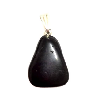 Pingente Prateado de Turmalina Negra Natural