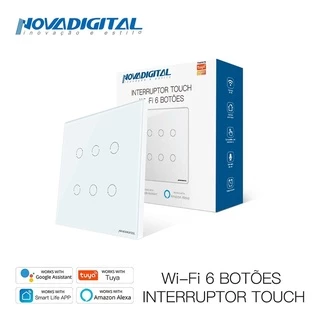 Interruptor Touch 6 e 4 Botões 2 Modos Wifi e RF 433MHz 10A Temporizador App Google Home Alexa Tuya