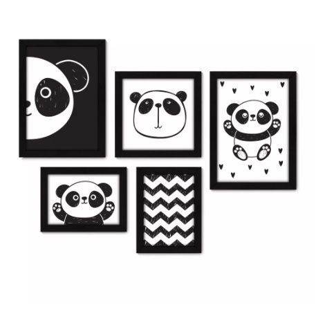 Quadro Panda Bebe Desenho Infantil Decorativo A3 35x45cm em