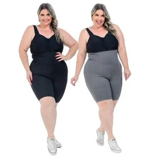Kit 2 Short Modelador Plus Size Cós Super Alto Em Suplex Comprime e Disfarça barriga Dia a Dia