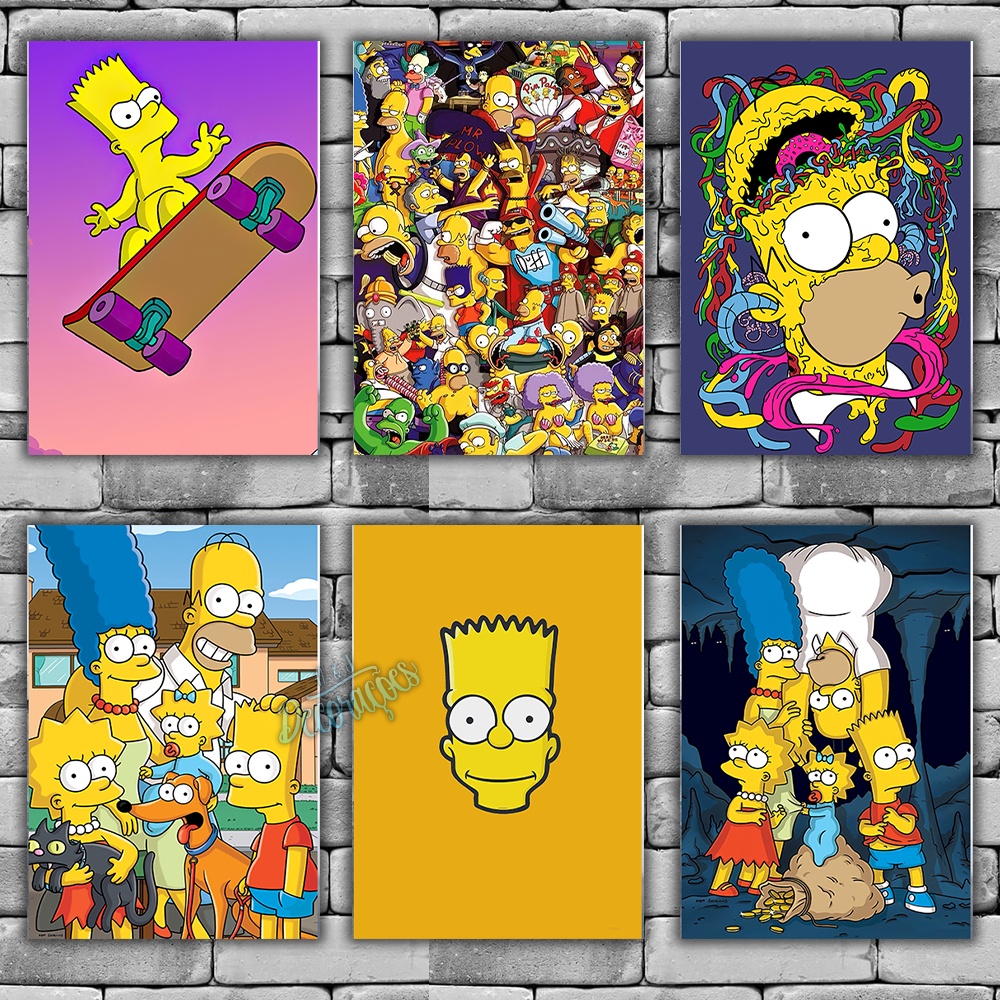 Quadro Decorativo Anime Os Simpsons c/ Moldura E Vidro A3 em