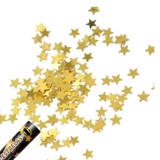 Kit 2 Lança Confete Metalizado 30cm Festa Estouro Retângulo - DOURADO