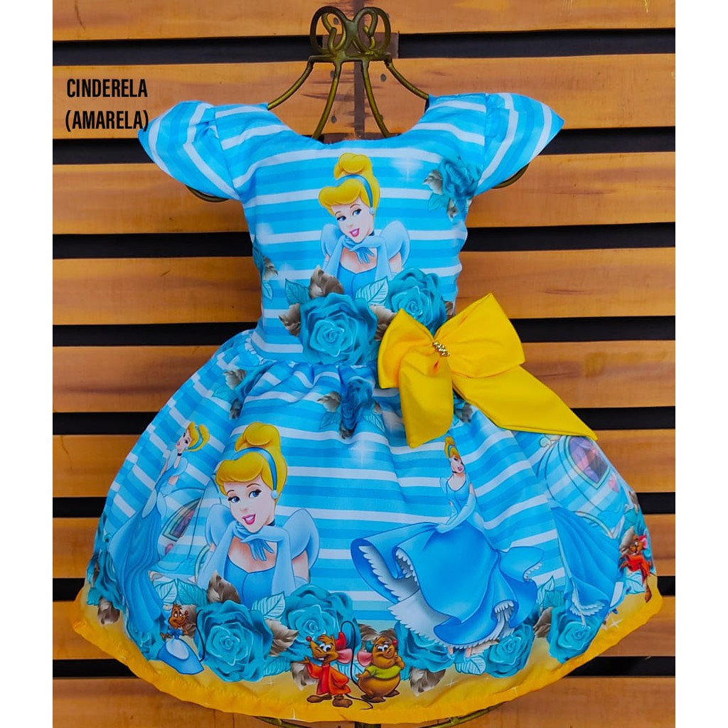 Vestido Infantil Cinderela Princesa Temático Festa Luxo