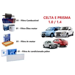 Kit Filtros Revisão Celta e Prisma motor 1.0 e 1.4 GM