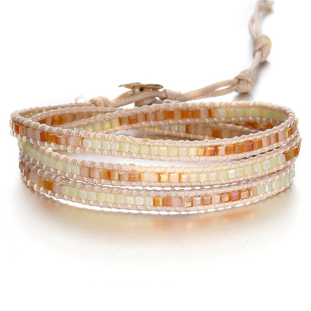 Pulseira bracelete feminina 3 voltas no punho com cristais estilo