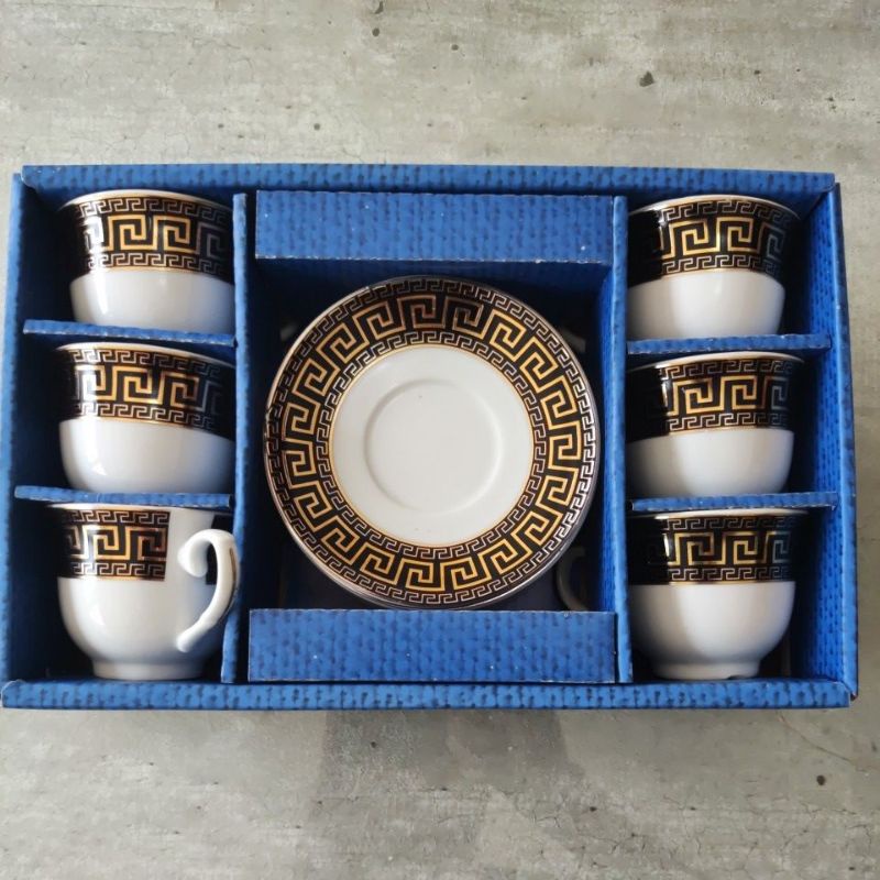 Conjunto Jogo 6 Copos de Chá Turco com Pires - Artesanato Turco - Decoração  Árabe - Modelo Samaui