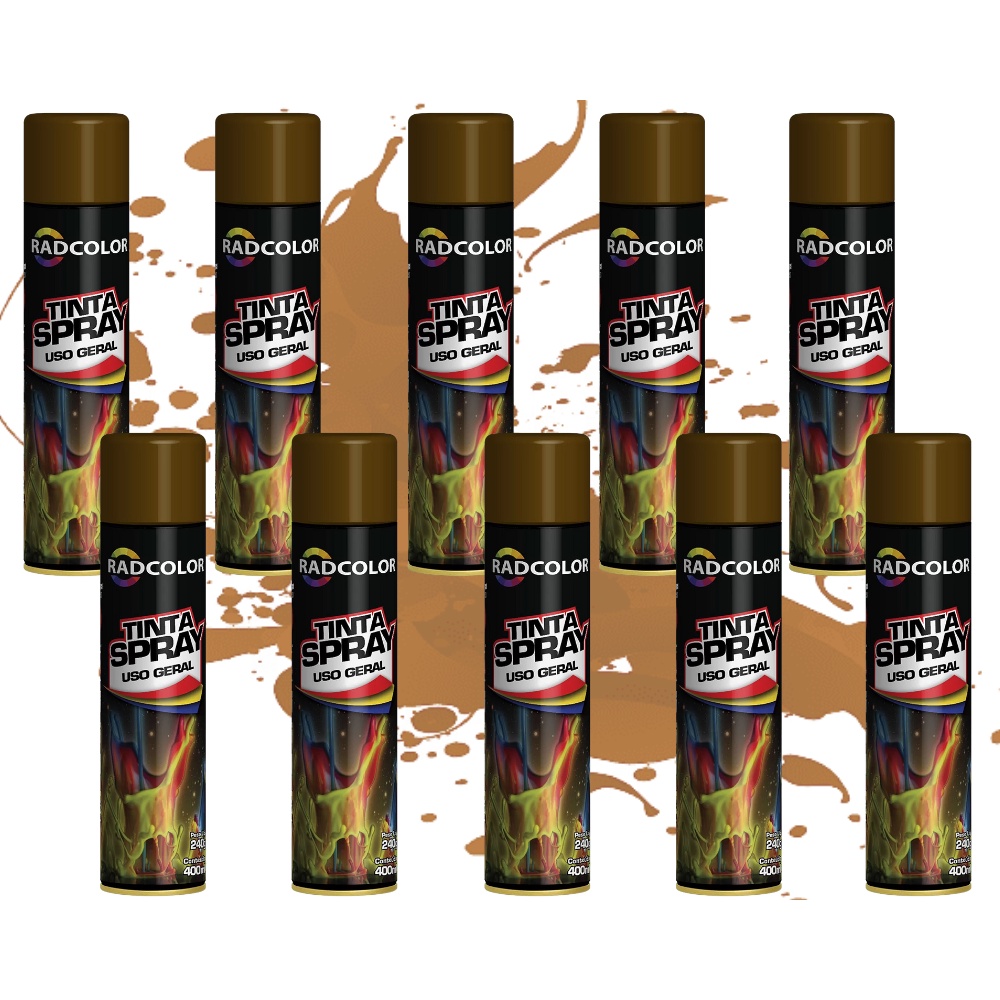 Tinta Spray 400ml Marrom RadColor Uso geral - 10 Unid. | Shopee Brasil