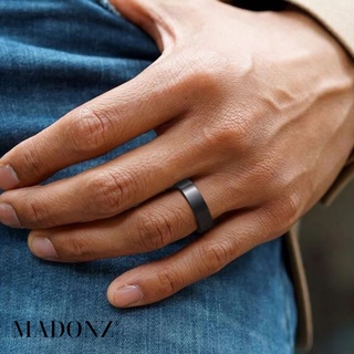 Anel Titânio Preto 6mm Masculino Feminino Interior Anatômico Original Madonz