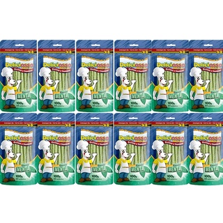Combo 12 Petisco Palitinho Ossinho fino para Cães Deliciosso Palito Fino Menta limpeza de dentes e tártaro