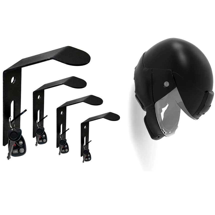 Kit 4 Suporte Para Pendurar Capacete De Moto Chave Na Parede