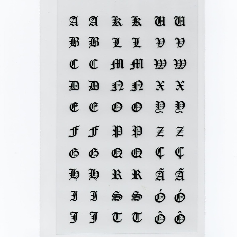 Adesivos de unhas Aprova d´agua letras marcadas alfabeto