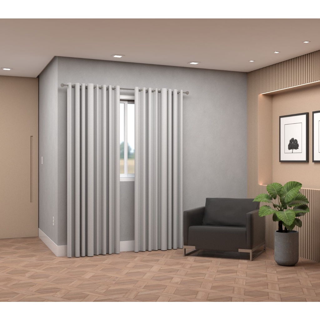 Kit Cortina Para Quarto E Sala 3,00largura X 2,50altura C/ Varão