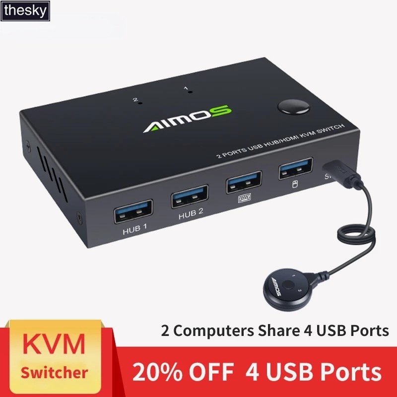 AIMOS Novo 2 Em 1 Saída 4K USB HDMI KVM Switch Box Para 2 PC ...