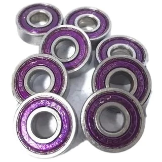 8 Rolamentos Abec 7 Roxo Blindado Skateboard Skate Longboard Jogo Rolamento Abec7 Abec-7 8x22x7