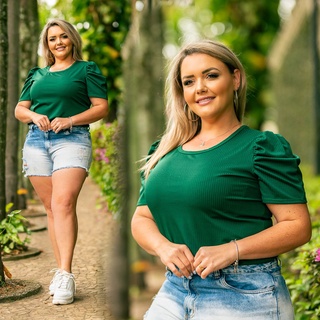 Blusa Feminina Plus Size Canelada Moda Evangélica Qualidade