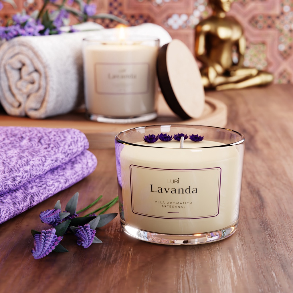 Vela Aromática Perfumada Vegetal Lavanda