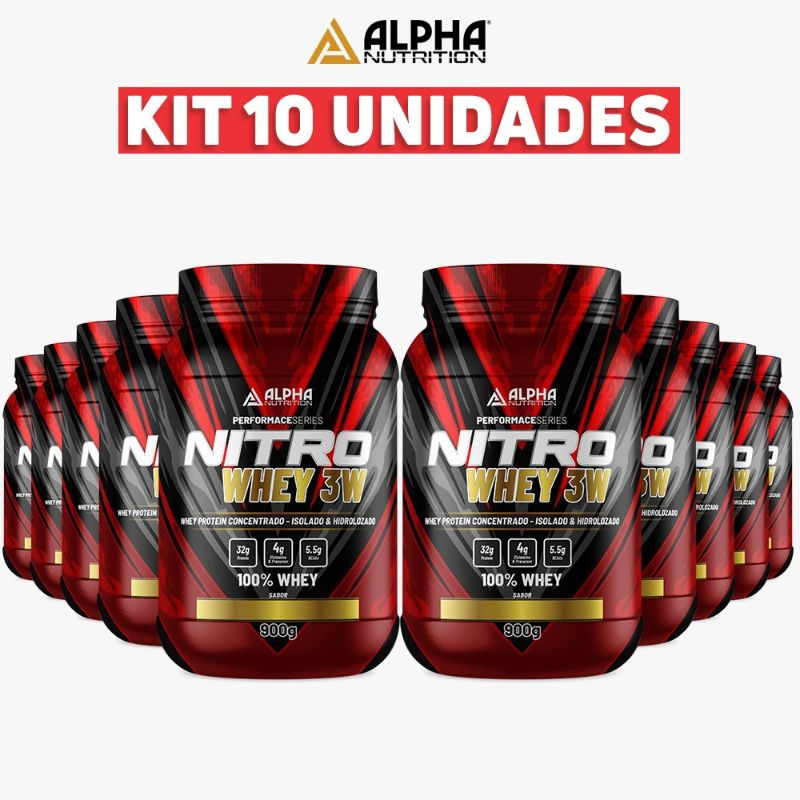 Kit 10 whey nitro Alpha nutrition 907g