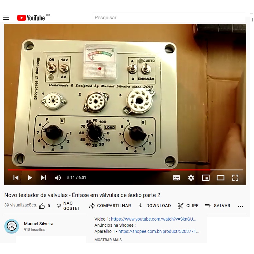 Testador de válvulas - LEIA A DESCRIÇÃO DO ANÚNCIO