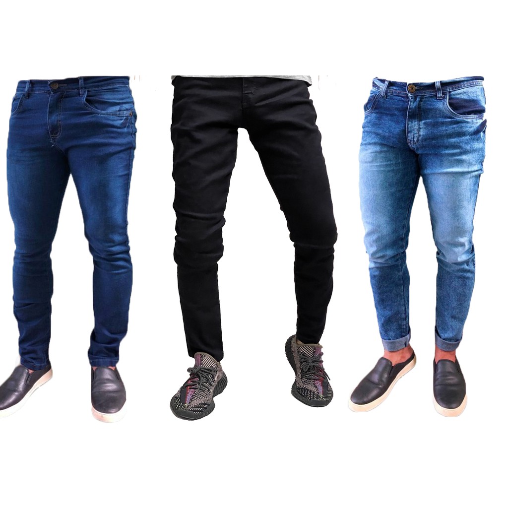 Kit Calças Jeans Masculina Slim C/ Lycra Elastano Slim Fit