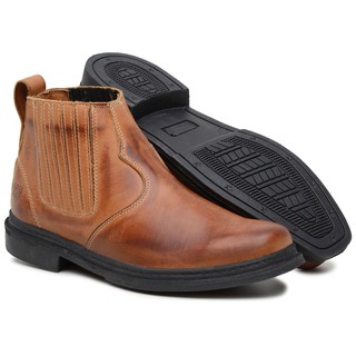 Bota Botina Masculina Texana Country Estilo Cowboy Bico Quadrado Couro Bovino Montaria Pecuaria Cavalgada