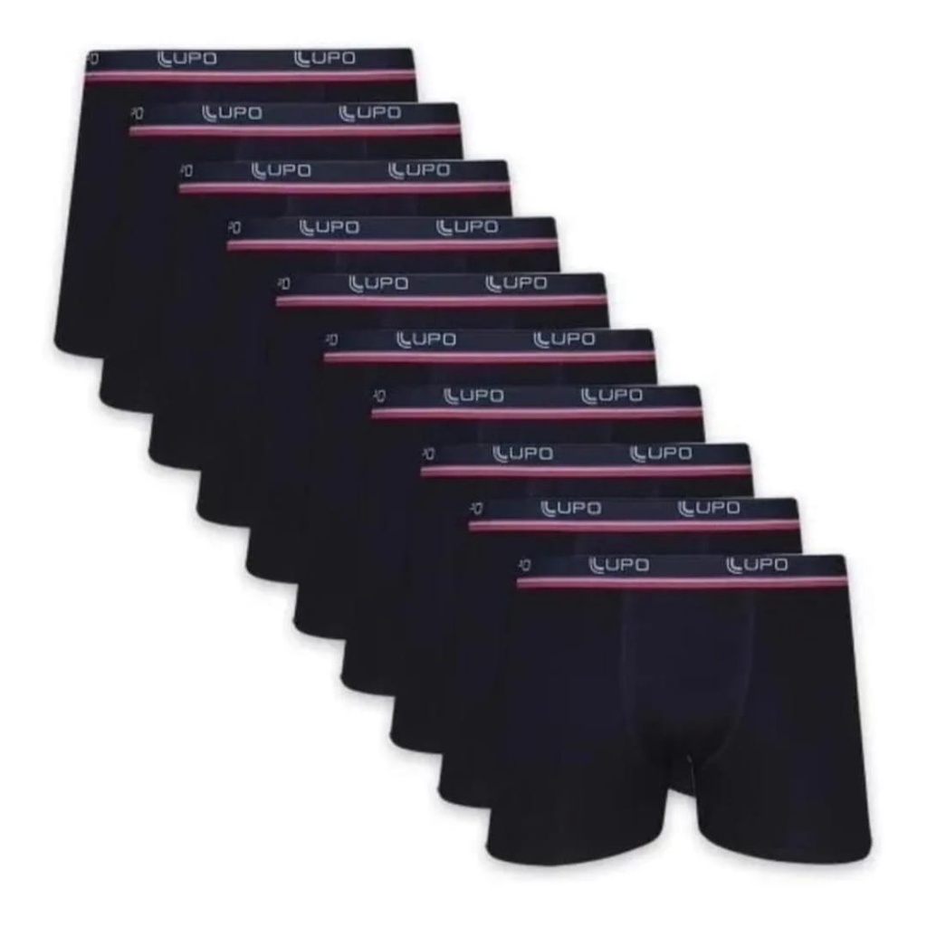 Kit com 10 Cuecas Boxer Box Lupo Masculina Em Algodão Cotton Original