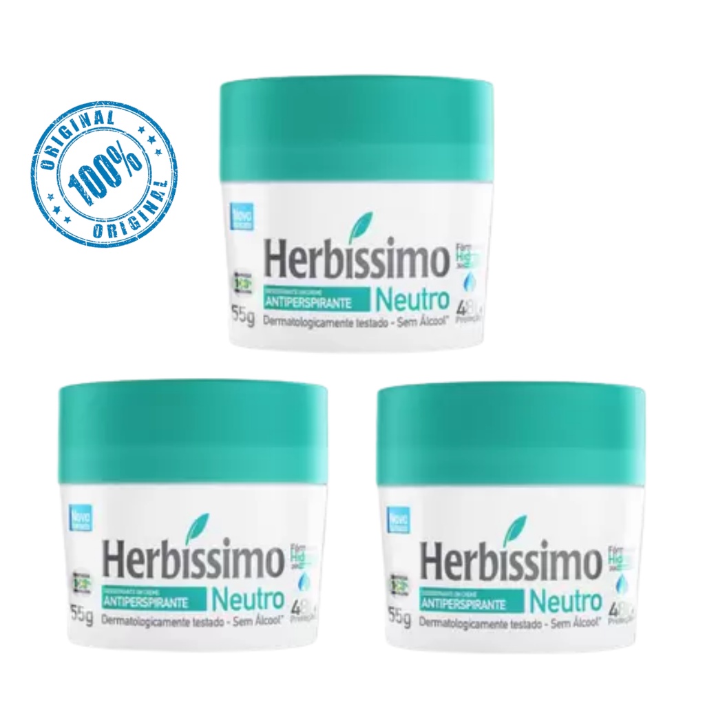 Kit 3un Desodorante Herbissimo Creme Dermatologico Antiperspirante