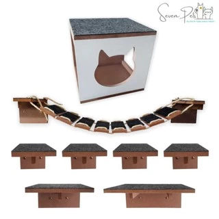 kit Playground para Gatos 10 peças Toca Ponte Prateleiras Degraus