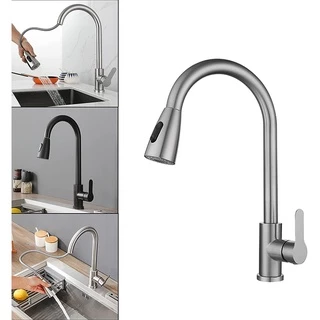 Torneira de Cozinha Flexível Gourmet Preta Inox Mesa Bancada Pia 2 Jatos Misturador
