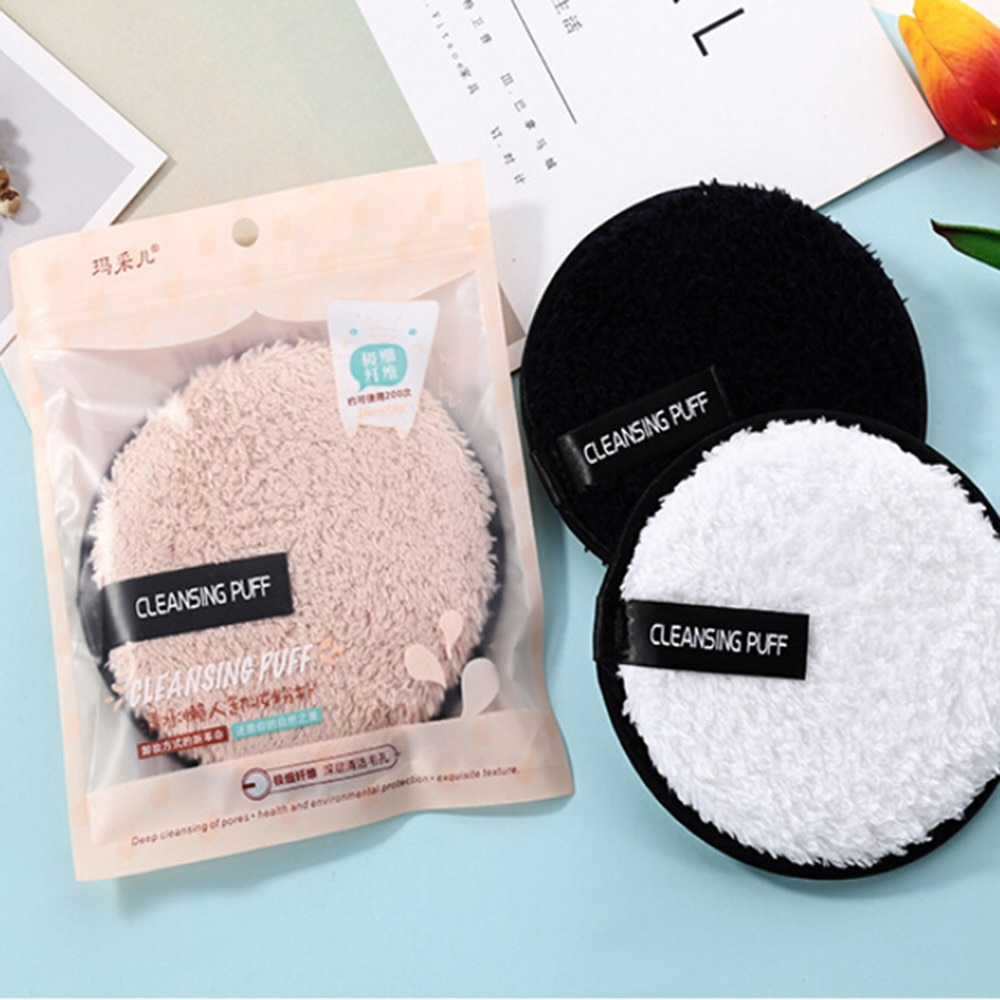 Removedor De Maquiagem Facial Puff/Almofadas De Pano De Microfibra De Limpeza/Pó Cosmético De Esponja Em Forma Redonda Ferramentas Macia Feminina